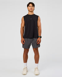Man wearing Base FLXCotton Tank Regular Fit -8cm - Black | Model:George | Size:M | Thumbnail Index: 4