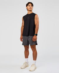 Man wearing Base FLXCotton Tank Regular Fit -8cm - Black | Model:George | Size:M | Thumbnail Index: 2