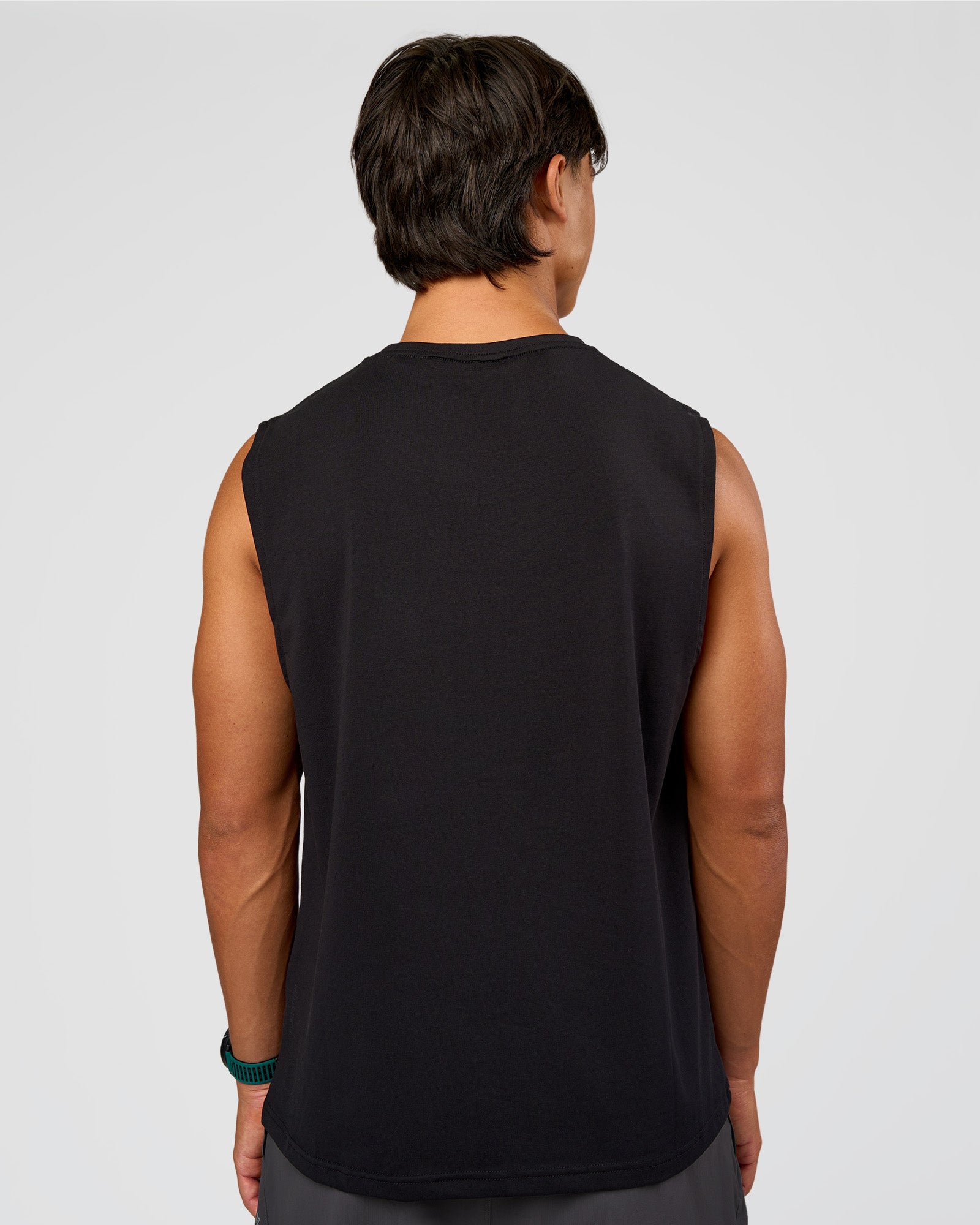Man wearing Base FLXCotton Tank Regular Fit -8cm - Black | Model:George | Size:M