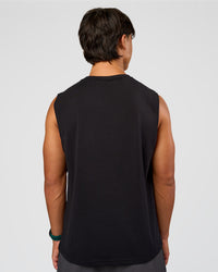 Man wearing Base FLXCotton Tank Regular Fit -8cm - Black | Model:George | Size:M | Thumbnail Index: 1