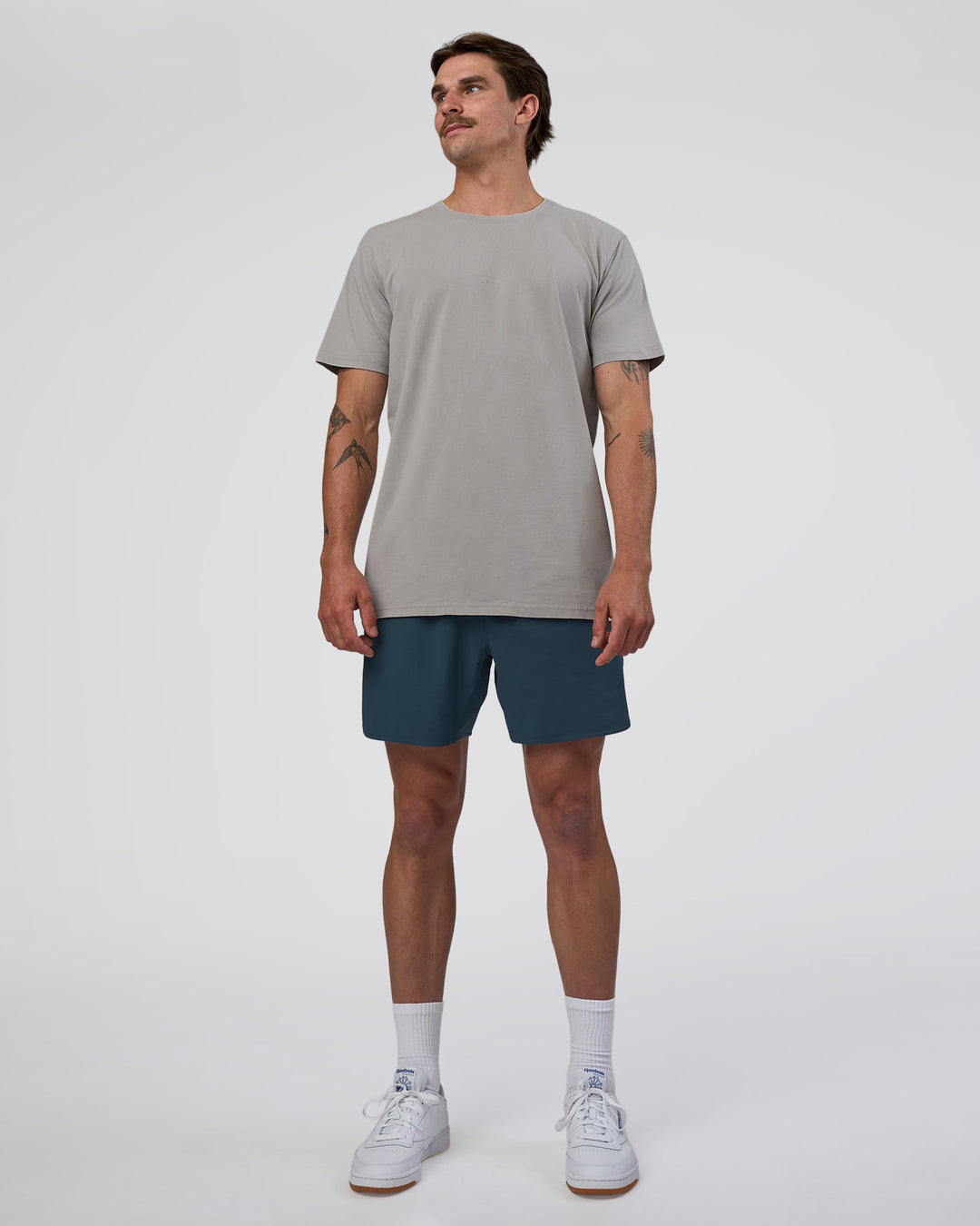Man wearing Base FLXCotton Tee - Alloy Washed | Model:Konnor | Size:M - view 5