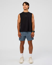 Man wearing Base Heavyweight FLXCotton Tank Regular Fit -8cm - Black | Model:George | Size:M | Thumbnail Index: 3