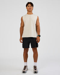 Man wearing Base Heavyweight FLXCotton Tank Regular Fit -8cm - Silver Marl | Model:George | Size:M | Thumbnail Index: 4