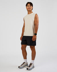Man wearing Base Heavyweight FLXCotton Tank Regular Fit -8cm - Silver Marl | Model:George | Size:M | Thumbnail Index: 1