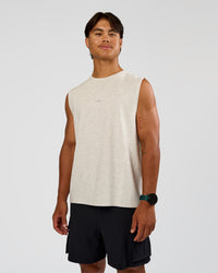 Man wearing Base Heavyweight FLXCotton Tank Regular Fit -8cm - Silver Marl | Model:George | Size:M | Thumbnail Index: 0