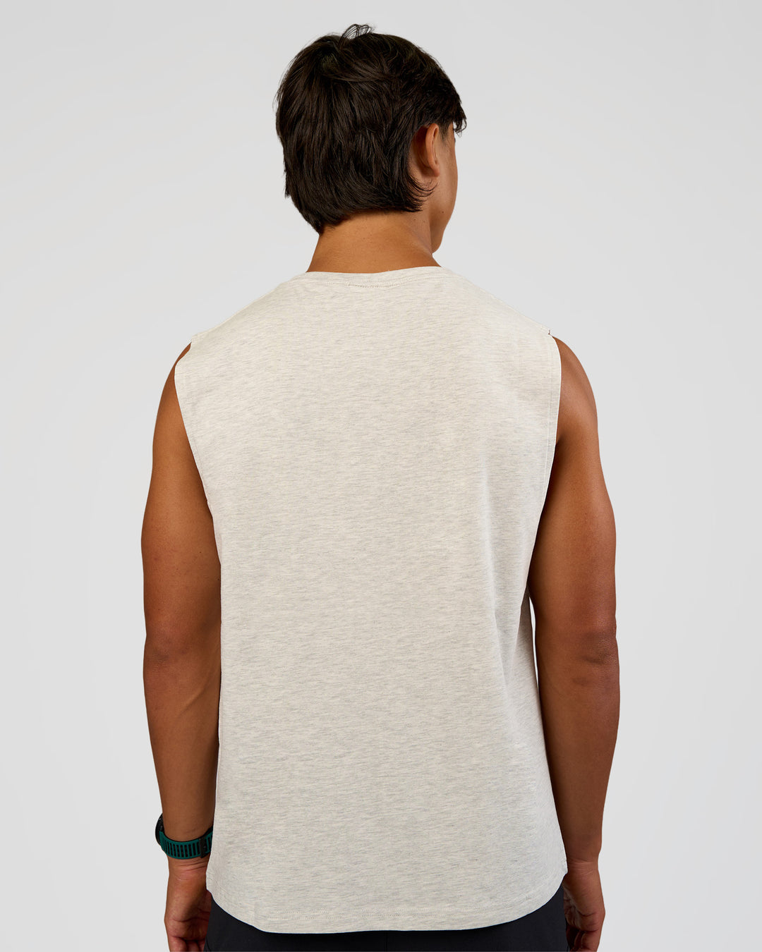 Man wearing Base Heavyweight FLXCotton Tank Regular Fit -8cm - Silver Marl | Model:George | Size:M - view 3