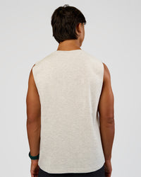 Man wearing Base Heavyweight FLXCotton Tank Regular Fit -8cm - Silver Marl | Model:George | Size:M | Thumbnail Index: 2