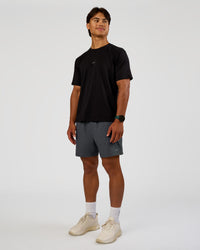 Man wearing Base Heavyweight FLXCotton Tee Regular Fit -8cm - Black | Model:George | Size:M | Thumbnail Index: 1