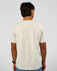 Man wearing Base Heavyweight FLXCotton Tee Regular Fit -8cm - Silver Marl | Model:George | Size:M | Thumbnail Index: 4