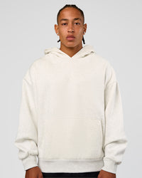Man wearing Base Oversized Hoodie - Silver Marl | Model:Malebo | Size:M | Thumbnail Index: 6