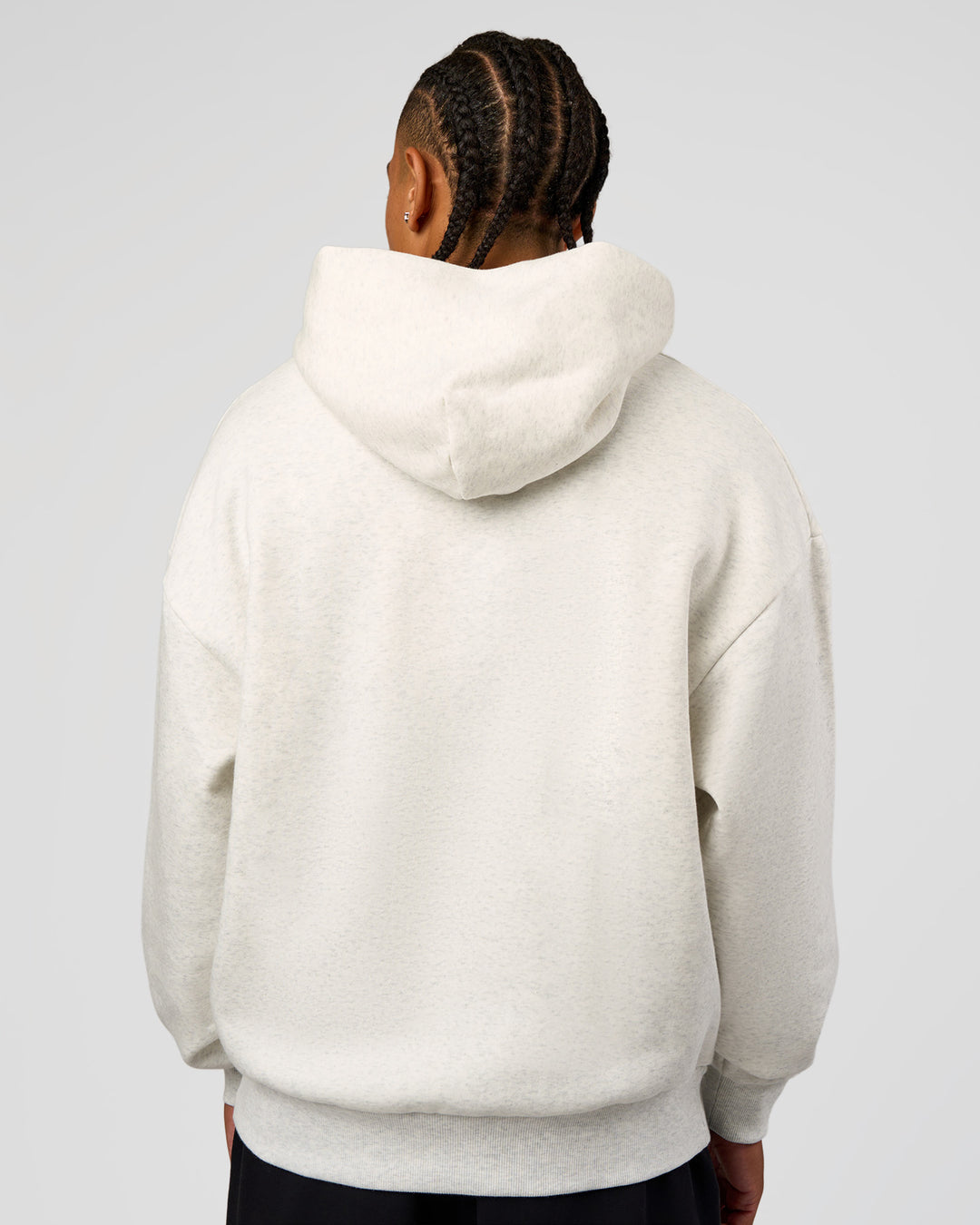 Man wearing Base Oversized Hoodie - Silver Marl | Model:Malebo | Size:M - view 6