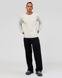 Man wearing Base Wide Leg Track Pant - Black | Model:Albert | Size:M | | Thumbnail Index: 1