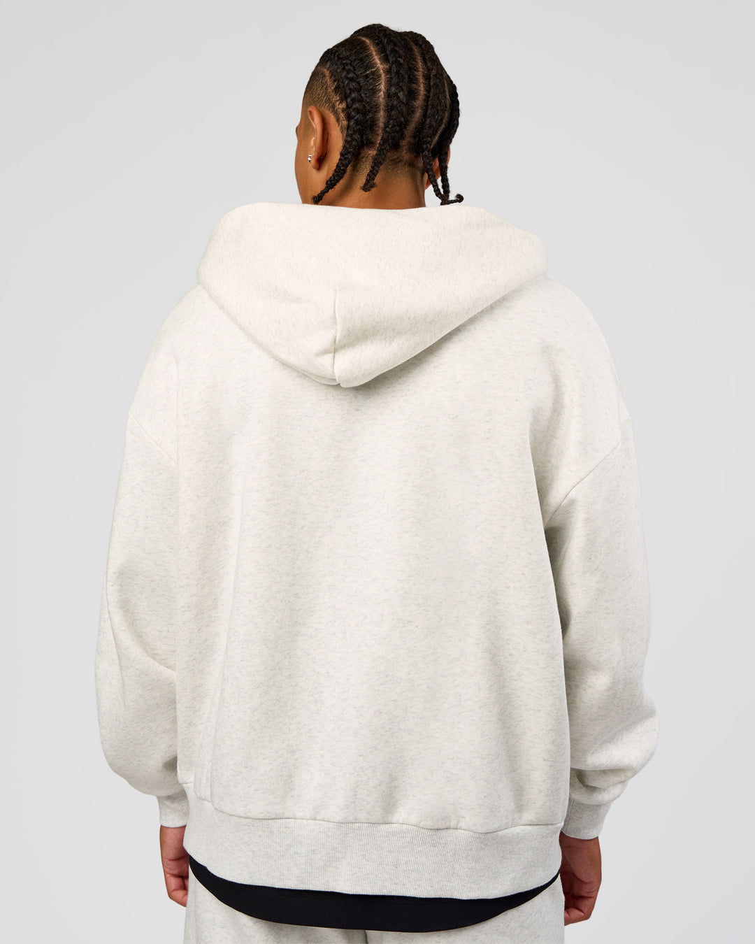 Man wearing Base Zip Through Oversized Hoodie - Silver Marl | Model:Malebo | Size:M - view 6