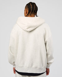 Man wearing Base Zip Through Oversized Hoodie - Silver Marl | Model:Malebo | Size:M | Thumbnail Index: 5