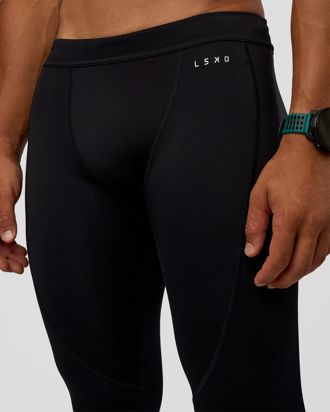 Man wearing BaseTech 26" Leggings - Black | Model:George | Size:M - view 9