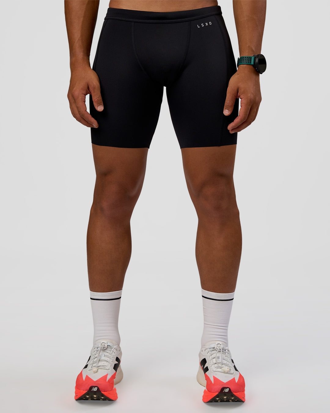 Man wearing BaseTech 8" Shorts - Black | Model:George | Size:M - view 2