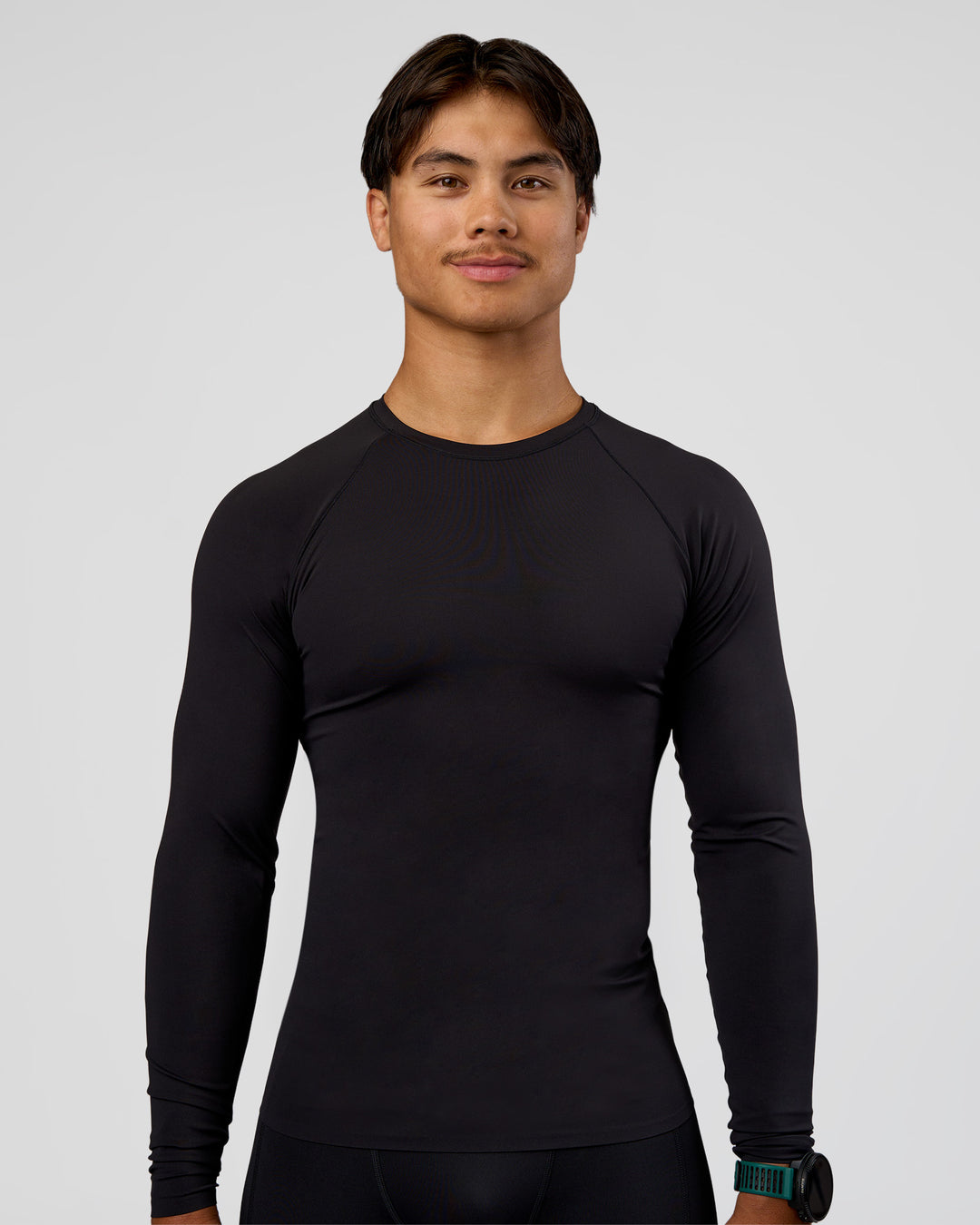 Man wearing BaseTech Long Sleeve Tee - Black | Model:George | Size:M - view 1
