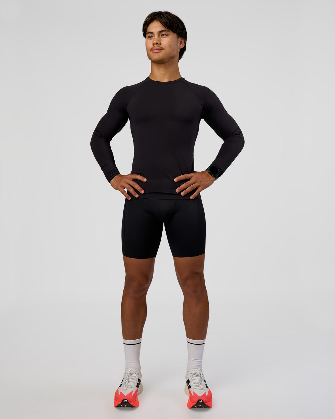 Man wearing BaseTech Long Sleeve Tee - Black | Model:George | Size:M - view 10