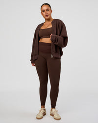 Woman wearing CF Elevate SoftTouch Bomber - Hot Chocolate | Model:Simmy | Size:M | Thumbnail Index: 3