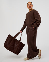 Woman wearing CF Elevate SoftTouch Pintuck Sweater - Hot Chocolate | Model:Simmy | Size:M | Thumbnail Index: 4