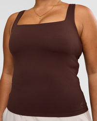 Woman wearing CF Train Hard Shelf Bra Tank - Hot Chocolate | Model:Simmy | Size:M | Thumbnail Index: 8