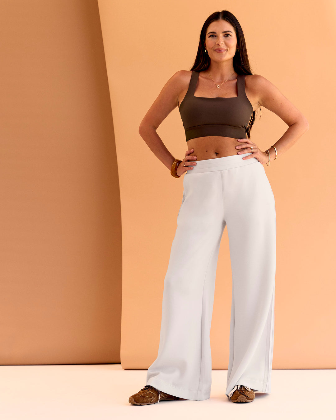 Woman wearing CF Train Hard Sports Bra - Hot Chocolate | Model:Chloe | Size:M - view 4