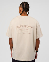 Man wearing CF Unisex Oversized Heavyweight FLXCotton Tee - Clay-CF X LSKD Sport | Model:Malebo | Size:M | Thumbnail Index: 1
