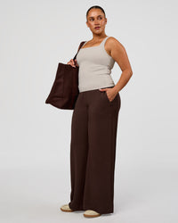 Woman wearing CF Elevate SoftTouch Pintuck Wide Leg Pant - Hot Chocolate | Model:Simmy | Size:M | Thumbnail Index: 3