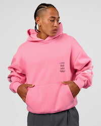 Man wearing CFT BNE 26 Unisex Oversized Hoodie - Candy Pink-Black | Model:Malebo | Size:M | Thumbnail Index: 7