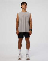 Man wearing Cadence MicroMotion Muscle Tank - Alloy-Carbon Green | Model:George | Size:M | Thumbnail Index: 3