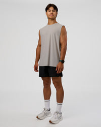 Man wearing Cadence MicroMotion Muscle Tank - Alloy-Carbon Green | Model:George | Size:M | Thumbnail Index: 2