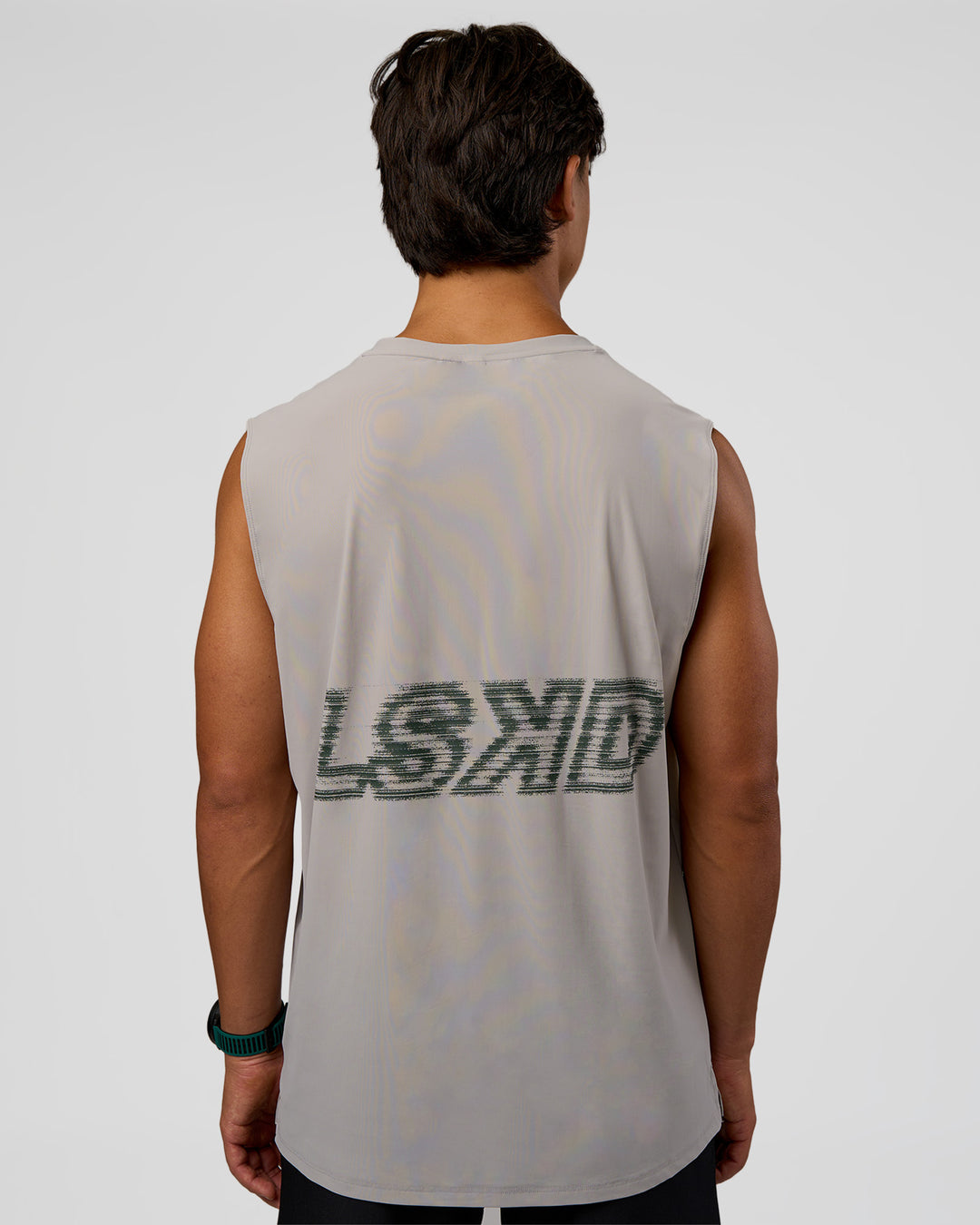 Man wearing Cadence MicroMotion Muscle Tank - Alloy-Carbon Green | Model:George | Size:M - view 1