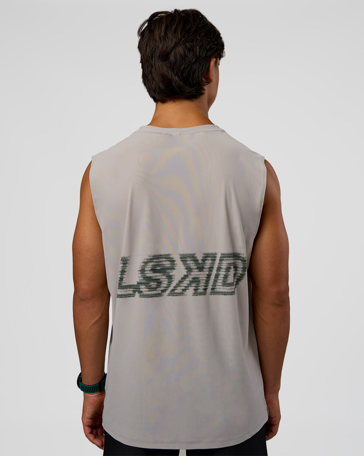 Man wearing Cadence MicroMotion Muscle Tank - Alloy-Carbon Green | Model:George | Size:M