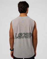 Man wearing Cadence MicroMotion Muscle Tank - Alloy-Carbon Green | Model:George | Size:M | Thumbnail Index: 0