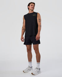 Man wearing Cadence RUN CLUB Muscle Tank - Black-Yellow Fizz | Model:Konnor | Size:M | Thumbnail Index: 3