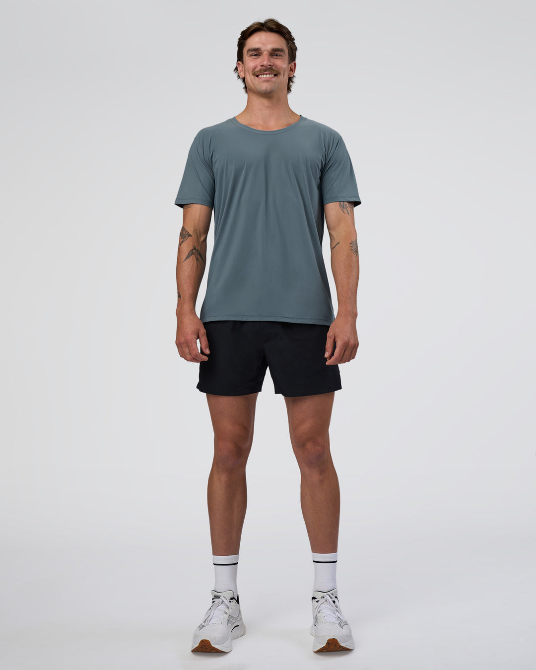 Man wearing Cadence Swift Tee - Blue Mirage | Model:Konnor | Size:M - view 2