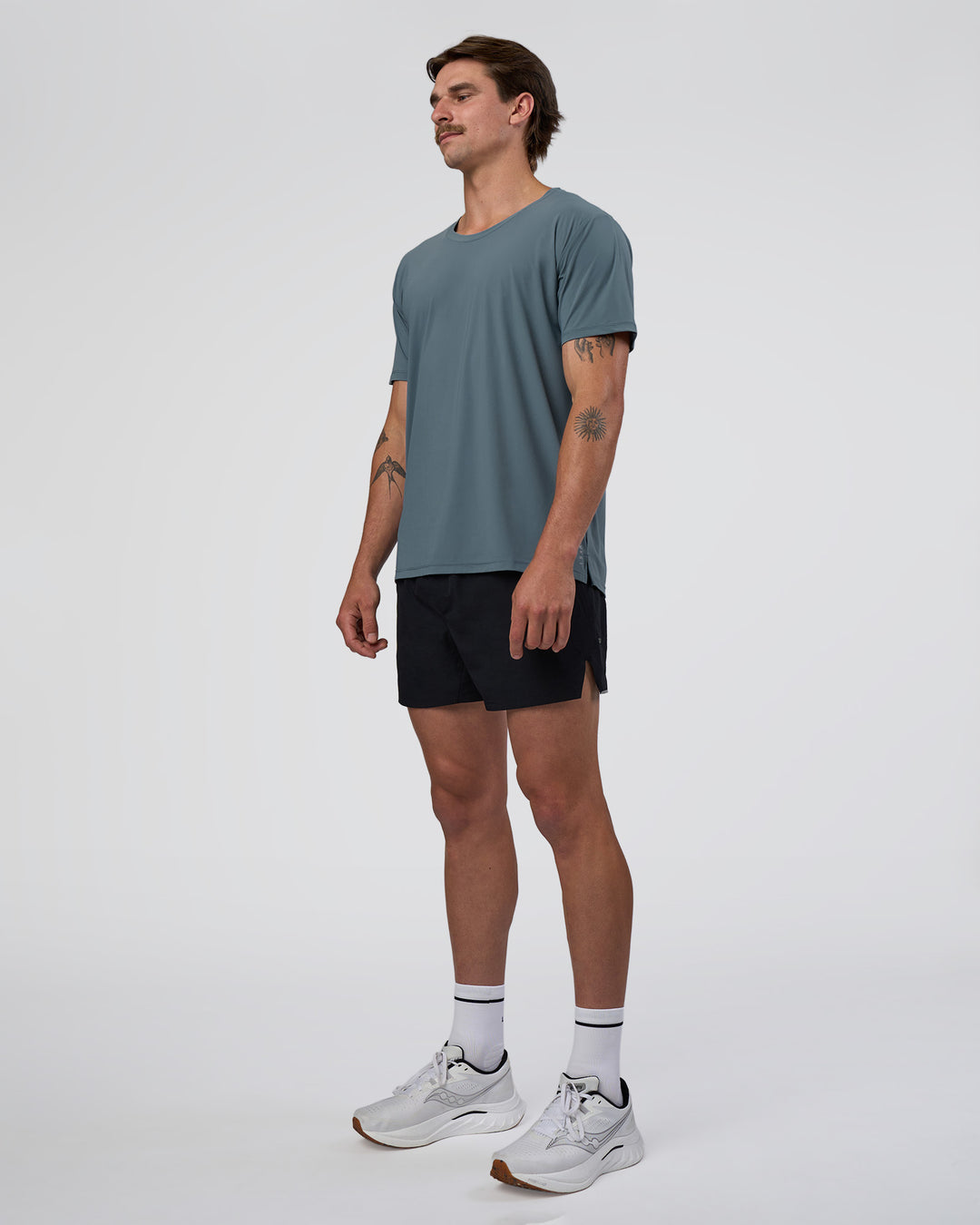 Man wearing Cadence Swift Tee - Blue Mirage | Model:Konnor | Size:M - view 5