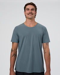 Man wearing Cadence Swift Tee - Blue Mirage | Model:Konnor | Size:M | Thumbnail Index: 0