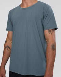 Man wearing Cadence Swift Tee - Blue Mirage | Model:Konnor | Size:M | Thumbnail Index: 2
