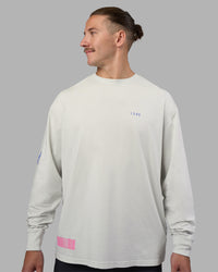 Man wearing Cali FLXCotton Oversized Long Sleeve Tee - Digital Mist Washed | Model:Jaiden | Size:M | Thumbnail Index: 3