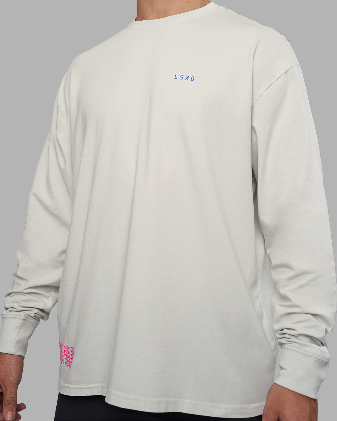 Man wearing Cali FLXCotton Oversized Long Sleeve Tee - Digital Mist Washed | Model:Jaiden | Size:M - view 10