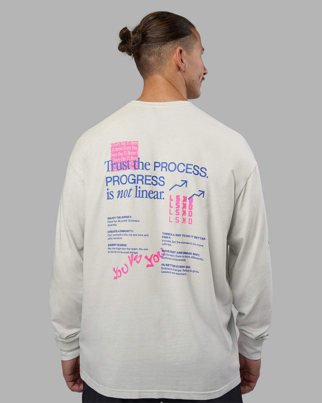 Man wearing Cali FLXCotton Oversized Long Sleeve Tee - Digital Mist Washed | Model:Jaiden | Size:M - view 5