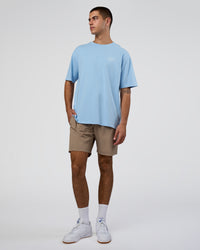 Man wearing Coffee Run FLXCotton Oversized Tee - Open Air-White | Model:Zoran | Size:L | Thumbnail Index: 4