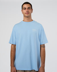 Man wearing Coffee Run FLXCotton Oversized Tee - Open Air-White | Model:Zoran | Size:L | Thumbnail Index: 1