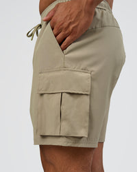 Man wearing Energy Stretch 6" Performance Cargo Short - Laurel Oak | Model:Daarian | Size:M | Thumbnail Index: 2