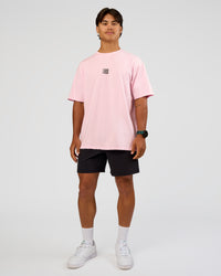 Man wearing Everyday Elevation FLXCotton Oversized Tee - Marshmallow-Black | Model:George | Size:M | Thumbnail Index: 7