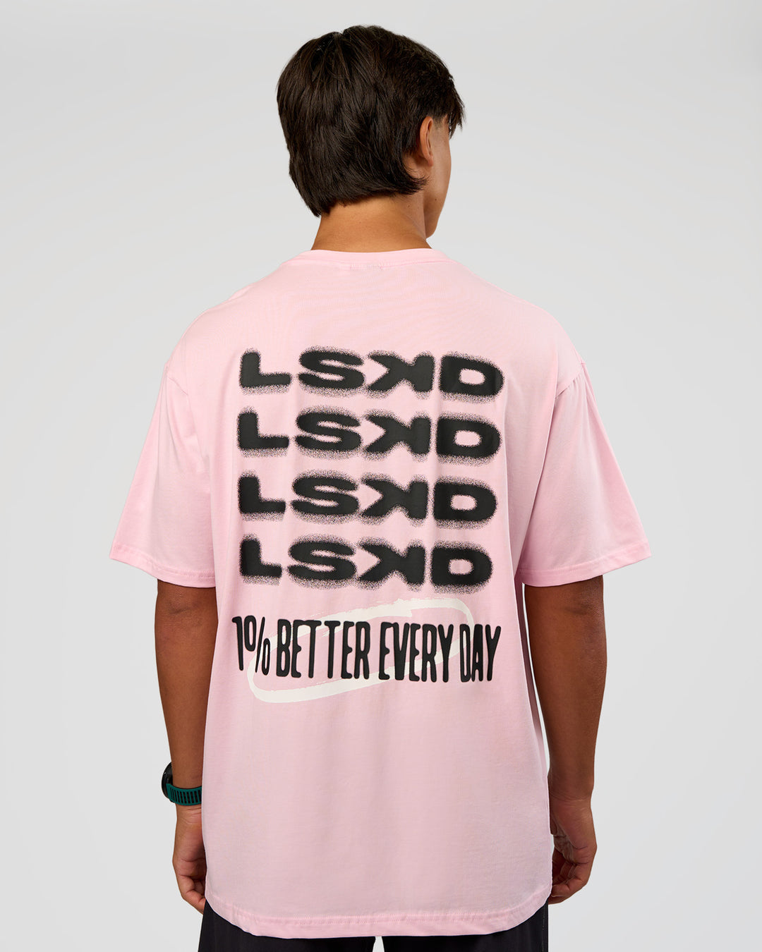 Man wearing Everyday Elevation FLXCotton Oversized Tee - Marshmallow-Black | Model:George | Size:M - view 3