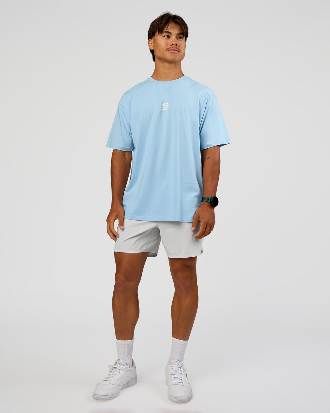 Man wearing Everyday Elevation FLXCotton Oversized Tee - Open Air-Off White | Model:George | Size:M - view 7