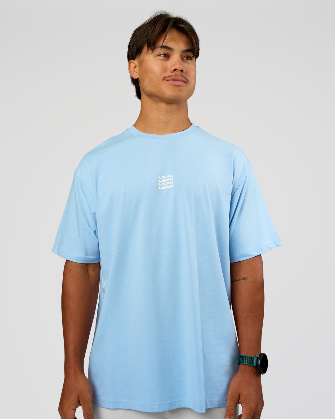Man wearing Everyday Elevation FLXCotton Oversized Tee - Open Air-Off White | Model:George | Size:M - view 6