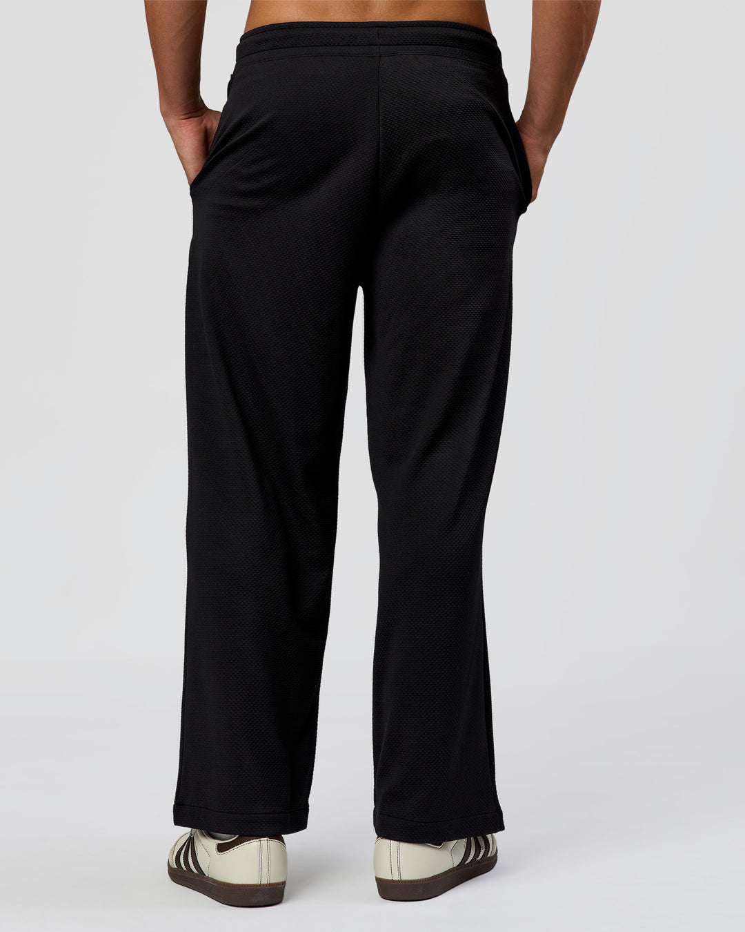 Man wearing Everyday Elevation Waffle Wide Leg Pant - Black | Model:Albert | Size:M - view 7